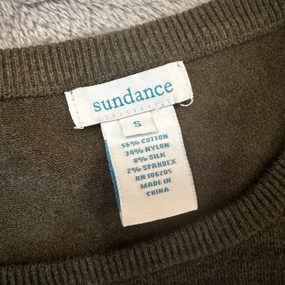 Sundance Film Noir Silk Blend Sweater Dress SMALL Olive Green Pockets Lagenlook - Picture 3 of 5